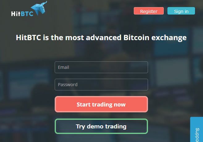 HitBTCのWEBサイト画像